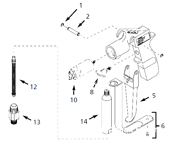 Spray-Gun Parts Diagram and Parts List for AL150312AJ  Campbell Hausfeld Paint Sprayer